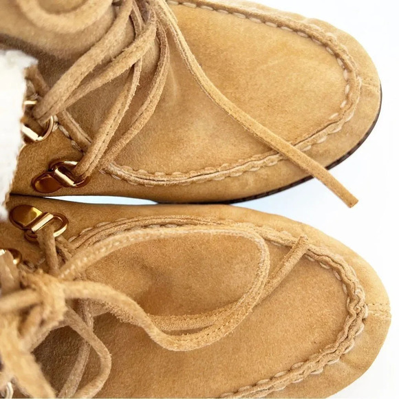 Michael Michael Kors Suede‎ Wedge Ankle Boot Size 8M Shearling Lined Glamping MK - Picture 5 of 8